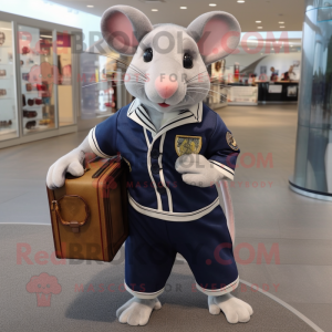 Navy Rat mascot costume character dressed with a Cardigan and Coin purses