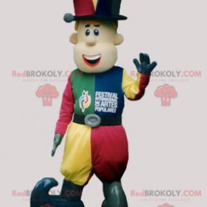 Färgglada mountebank jester maskot - Redbrokoly.com