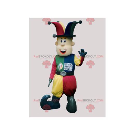 Farverig mountebank jester maskot - Redbrokoly.com