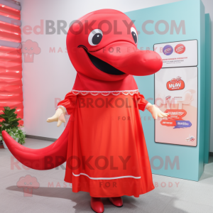 Red Whale maskot draktfigur...