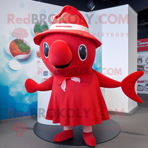 Red Whale maskot kostume...