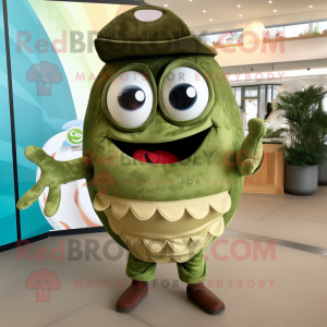 Olive Fish Tacos mascot costume character dressed with a Poplin Shirt and Rings