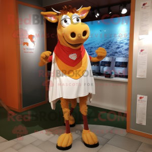 nan Guernsey Cow mascot costume character dressed with a Running Shorts and Shawl pins