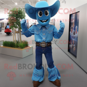 Blauer Cowboy Maskottchen...