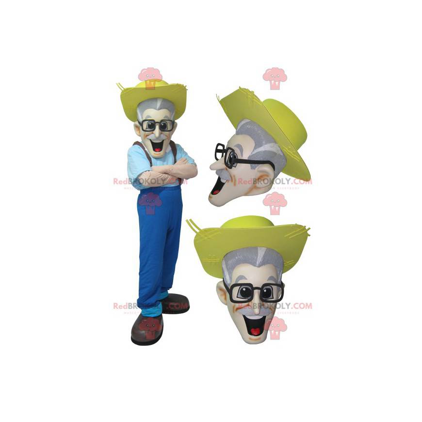 Maskot farmáře s knírem se slaměným kloboukem - Redbrokoly.com Maskot farmáře s knírem se slaměným kloboukem - Redbrokoly.com