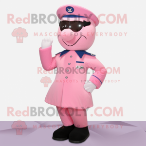 Pink Air Force Soldier mascot costume character dressed with a A-Line Dress and Tie pins