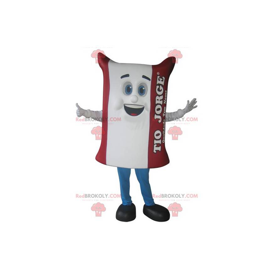 Giant white and red rice bag mascot - Redbrokoly.com