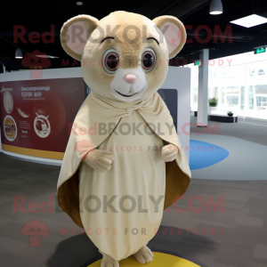 Beige Dormouse mascot costume character dressed with a Cover-up and Shawls