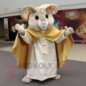 Beige Dormouse mascot costume character dressed with a Cover-up and Shawls
