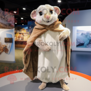 Beige Dormouse mascot costume character dressed with a Cover-up and Shawls