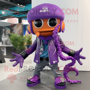 Purple Octopus maskot...