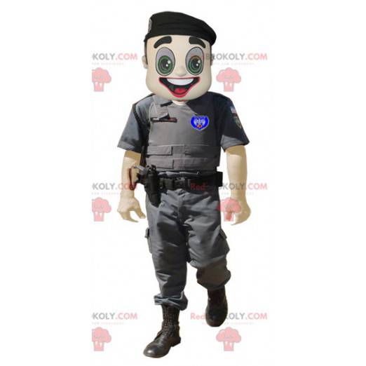 Mascote do policial militar de uniforme - Redbrokoly.com