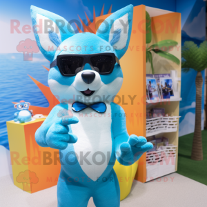 Cyan Fox mascotte kostuum...