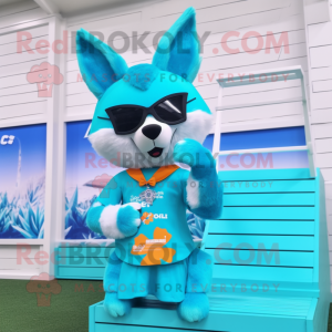 Cyan Fox mascotte kostuum...