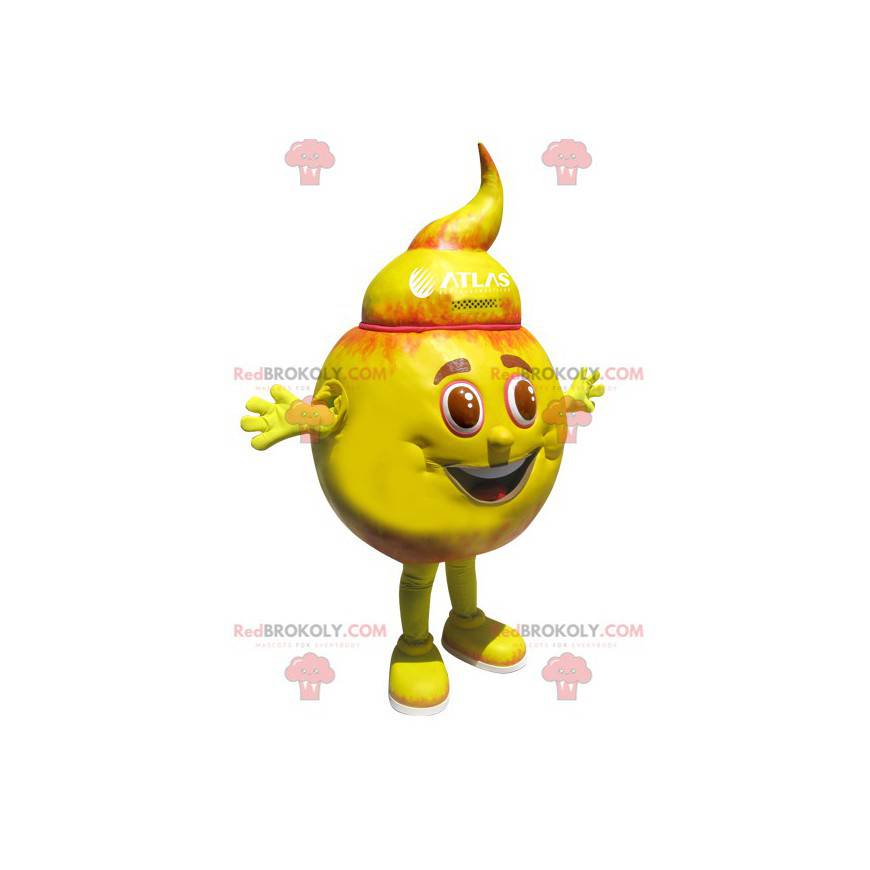 Mascotte de bonhomme rond orange et jaune - Redbrokoly.com