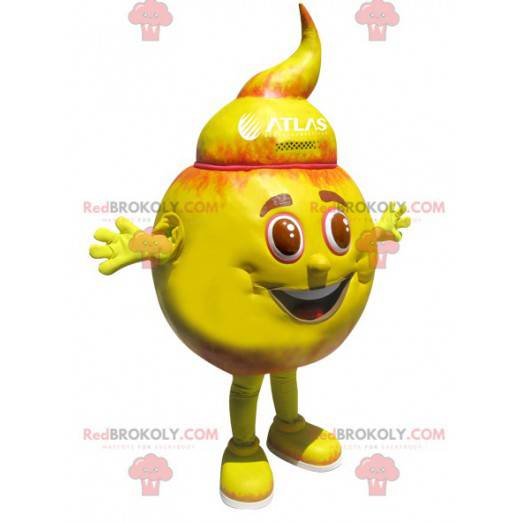 Orange and yellow round snowman mascot - Redbrokoly.com