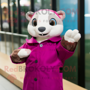Magenta Ferret mascot costume character dressed with a Poplin Shirt and Gloves