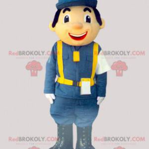 Koerier bezorger mascotte gekleed in uniform - Redbrokoly.com
