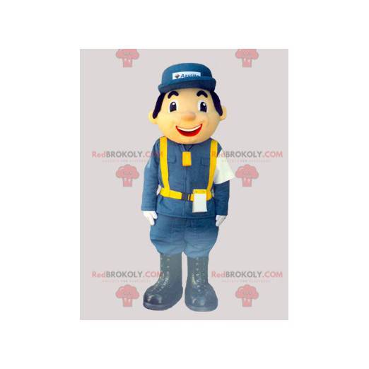 Courier delivery postman mascot dressed in uniform -