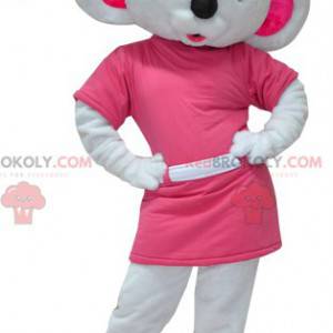 Veldig feminin hvit og rosa koala maskot - Redbrokoly.com