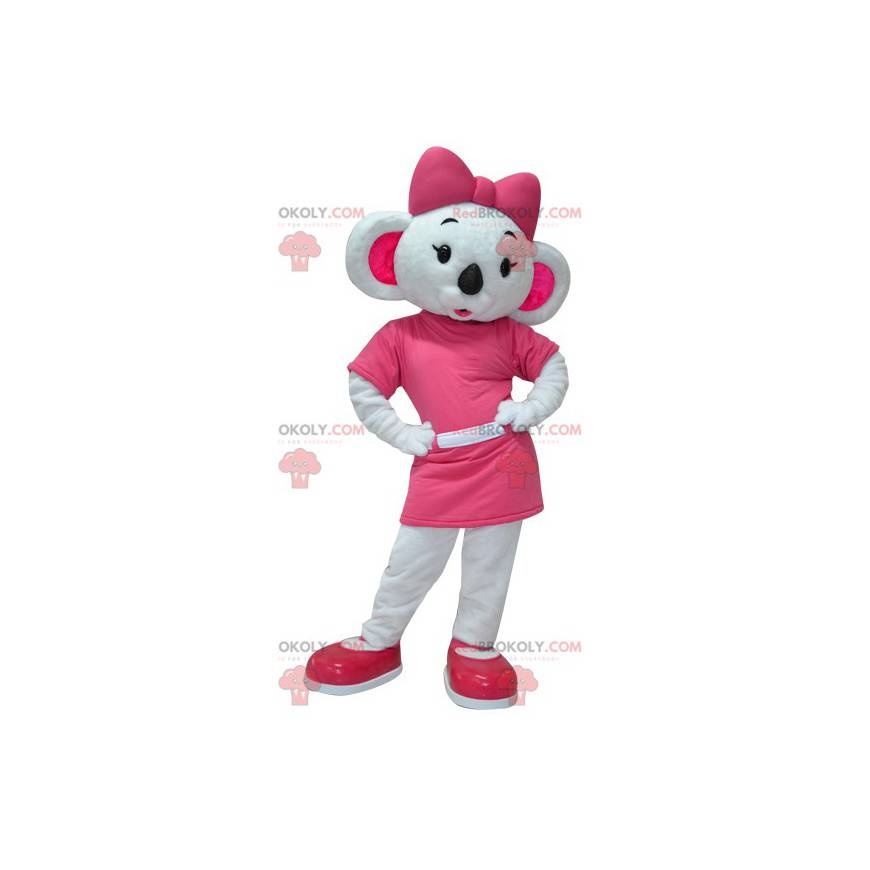 Mascotte koala bianco e rosa molto femminile - Redbrokoly.com Mascotte koala bianco e rosa molto femminile - Redbrokoly.com