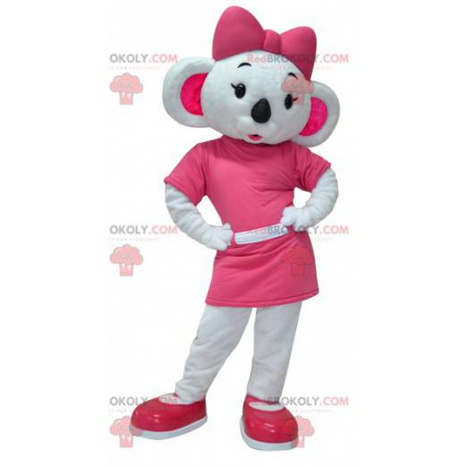 Mascote coala branco e rosa muito feminino - Redbrokoly.com
