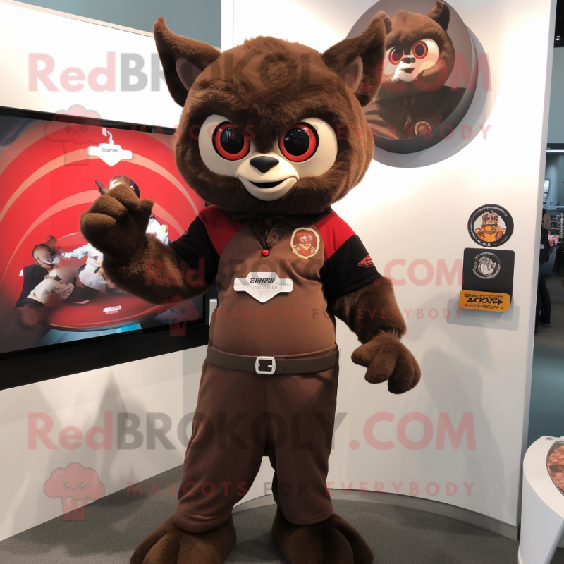 Brown Vampire mascot costume character dressed with a Polo Shirt and Watches Brown Vampire mascot costume character dressed with a Polo Shirt and Watches