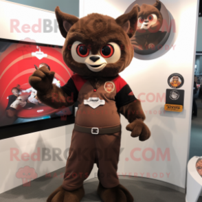 Brown Vampire mascot costume character dressed with a Polo Shirt and Watches