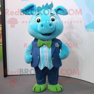 Cyan gris maskot kostym...