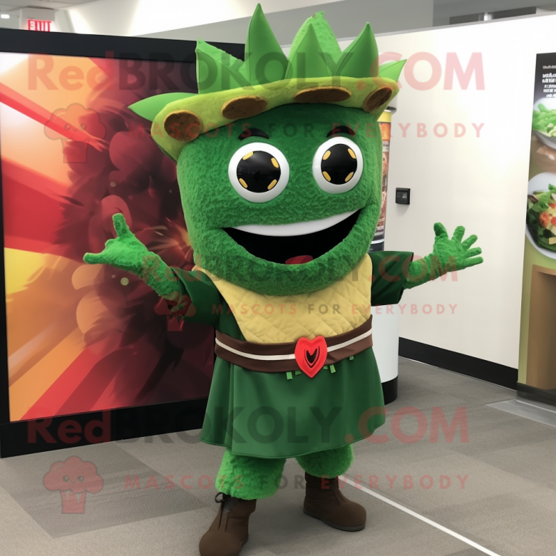 Forest Green Tacos mascot costume character dressed with a Shift Dress and Bracelets Forest Green Tacos mascot costume character dressed with a Shift Dress and Bracelets