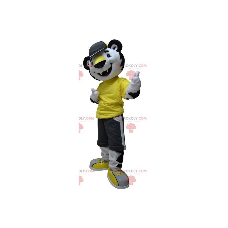 Black and white cheetah tiger mascot - Redbrokoly.com