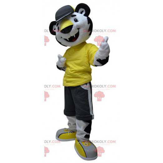 Mascotte de tigre de guépard noir et blanc - Redbrokoly.com