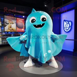 Cyan Stingray maskot drakt...