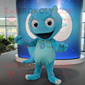 Cyan Stingray maskot kostym...