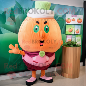 Peach Turnip mascot costume character dressed with a Romper and Cufflinks