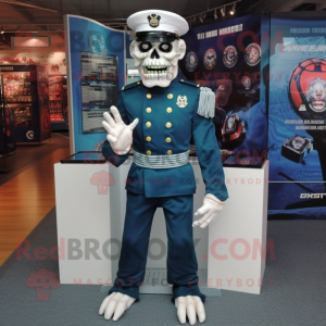 Navy Undead mascot costume character dressed with a Long Sleeve Tee and Foot pads
