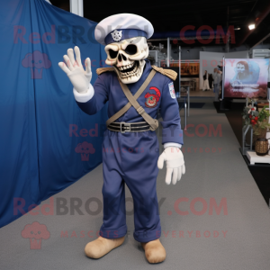 Navy Undead mascot costume character dressed with a Long Sleeve Tee and Foot pads