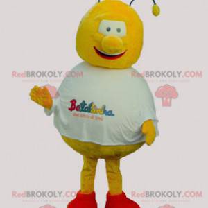 Mascotte d'abeille jaune et rouge ronde et rigolote -