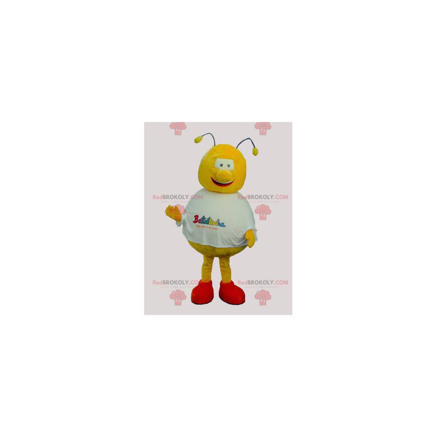 Kulatý a zábavný maskot žluté a červené včely - Redbrokoly.com Kulatý a zábavný maskot žluté a červené včely - Redbrokoly.com