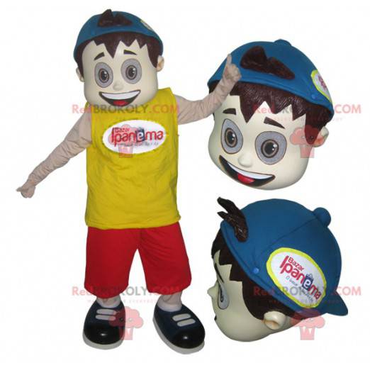 Teenager-Jungenmaskottchen mit einer Kappe - Redbrokoly.com