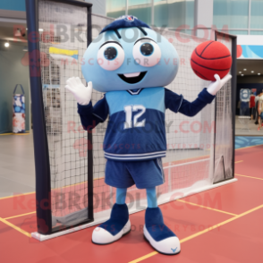 Navy Volleyball Net mascot costume character dressed with a Boyfriend Jeans and Clutch bags