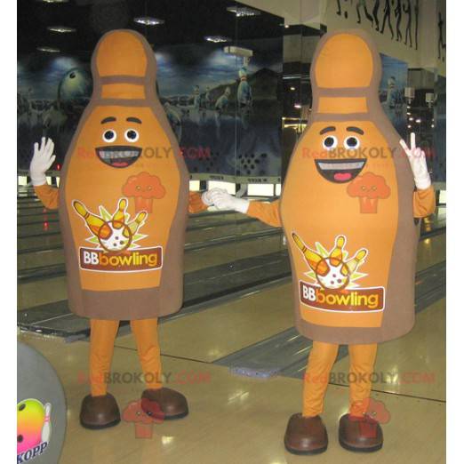 2 bruna och leende bowlingnålmaskoter - Redbrokoly.com