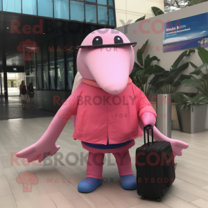 Rosa knölval maskot kostym...