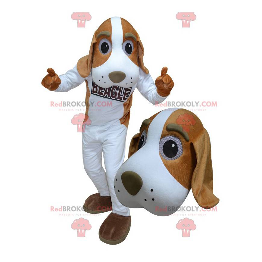 Mascotte gigante del cane bianco e marrone - Redbrokoly.com