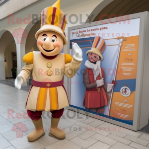 Beige Swiss Guard maskot...