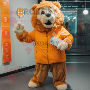 Orange Lion maskot kostym...