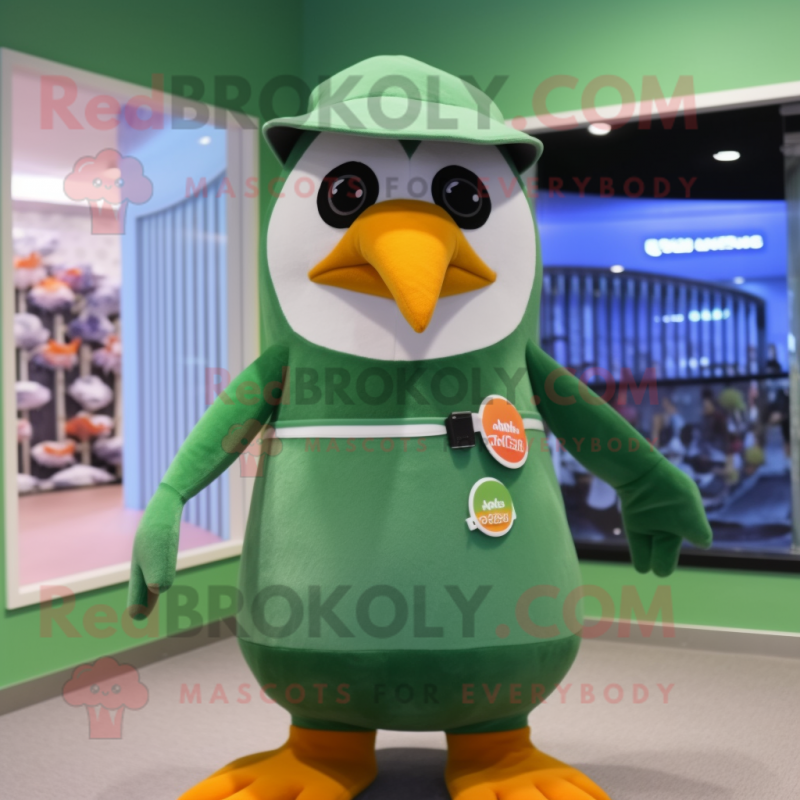 Olive Penguin mascot costume character dressed with a Swimwear and Bracelets