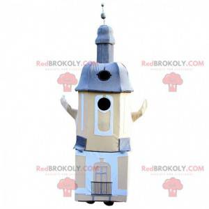 Beige en blauwe vuurtorenmascotte monumentkerk - Redbrokoly.com