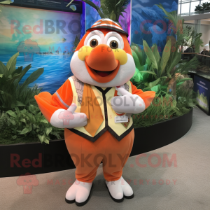 Cream Clown Fish mascot costume character dressed with a Waistcoat and Bracelets