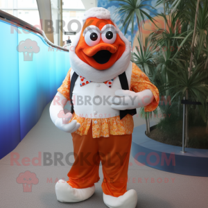 Cream Clown Fish mascot costume character dressed with a Waistcoat and Bracelets